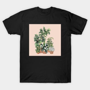 House Plants Illustration 6 On Pink T-Shirt